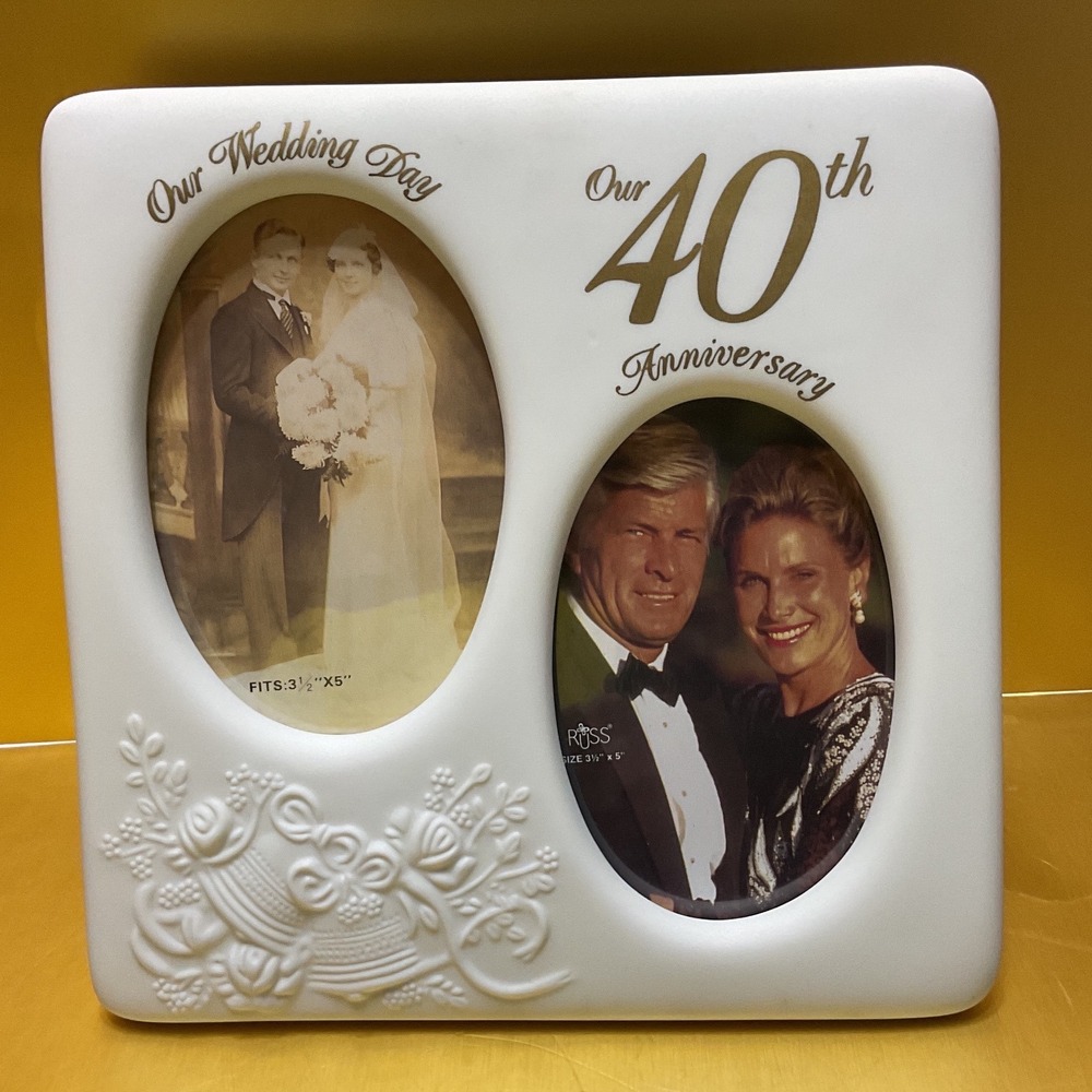 Russ Berrie Everlasting Love 40th Anniversary Porcelain Double Photo Frame 15958